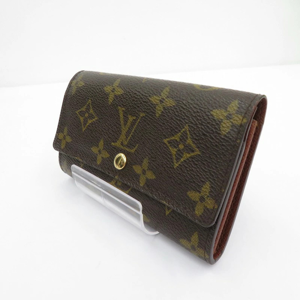 Louis Vuitton Monogram Coin Purse Zip Bifold Wallet Canvas Leather Brown